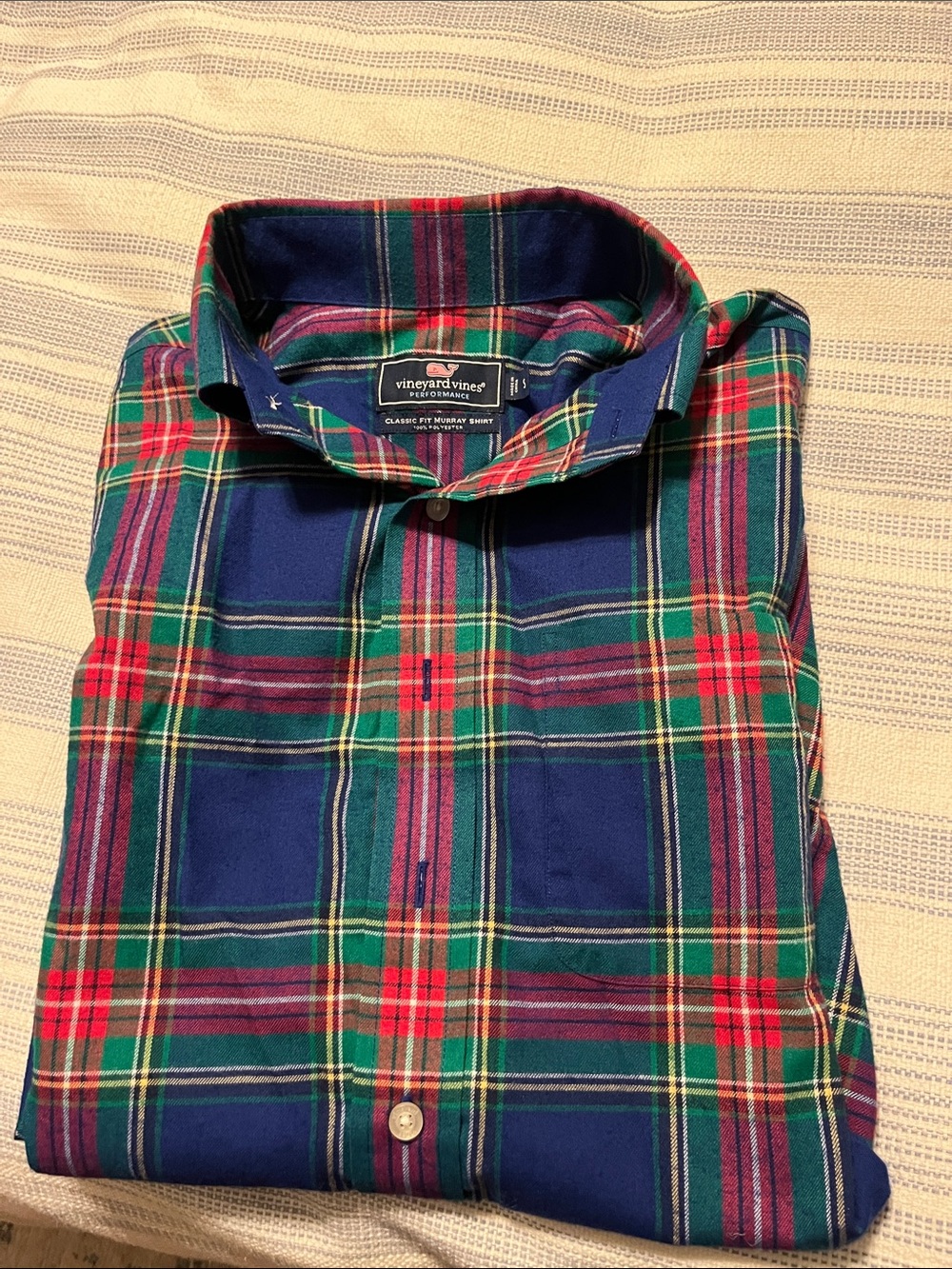 Vineyard Vines Navy, Green & Red Plaid Button-Down Shirt- Classic Fit Murray